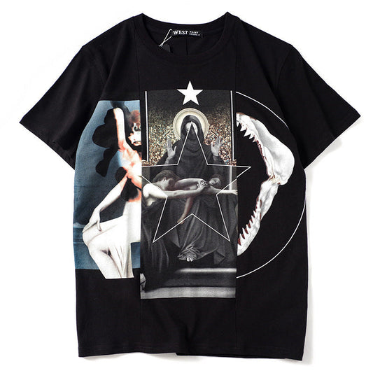 Bathing Ape T-Shirt Summer Combination of Three Virgin Shark Short Sleeve Printed T-shirt Couple Wear