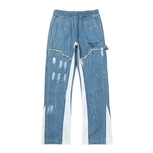 Gallery Dept Jeans Hand Painted Ink Splicing Contrasting Jeans